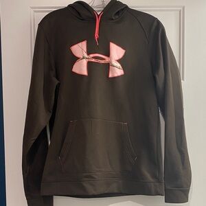 Under Armour Dark Hoodie with Pink Logo